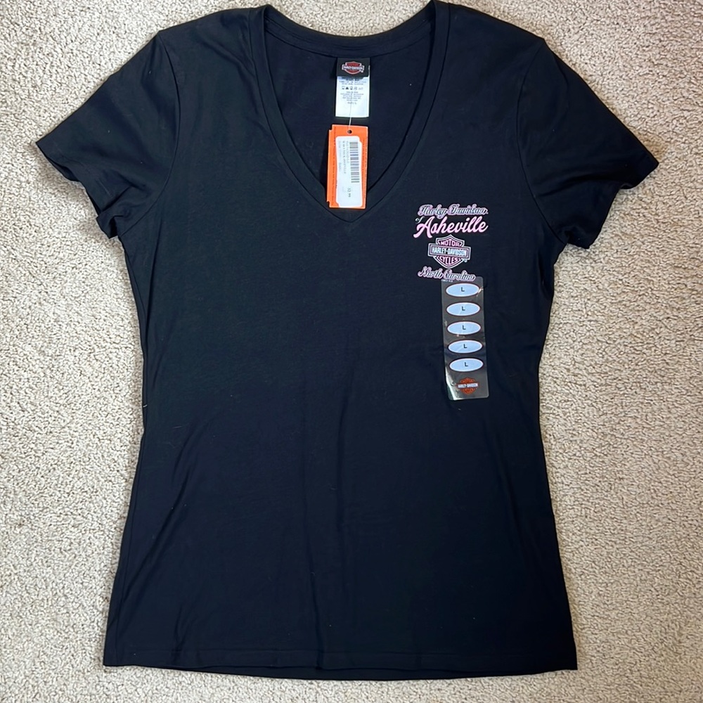 Ladies Harley Davidson Asheville NC V neck Tshirt